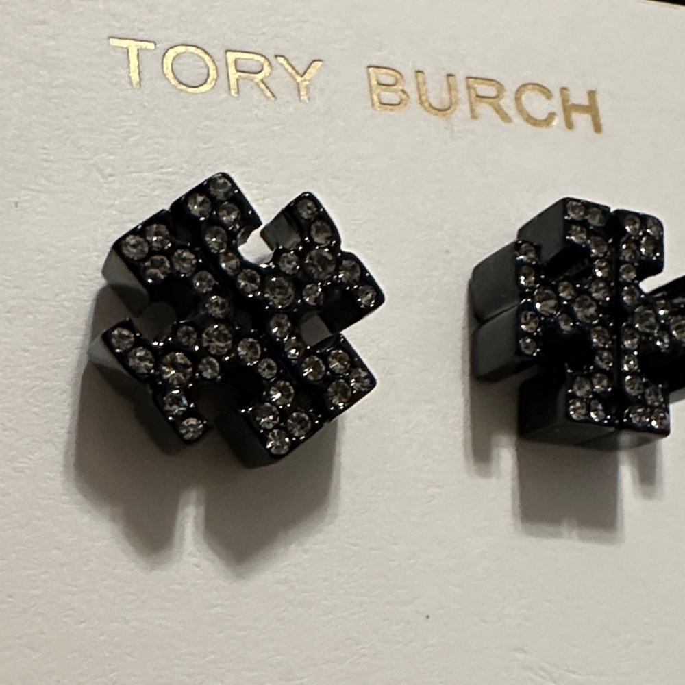 Tory Burch Black and Silver Stud Earrings - Picture 8 of 10